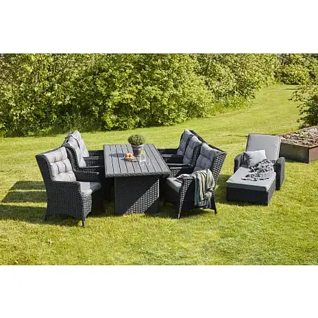 Vila Tjørn Havemøbelsæt Med 6 Høje Stole - Sort - Billede 8