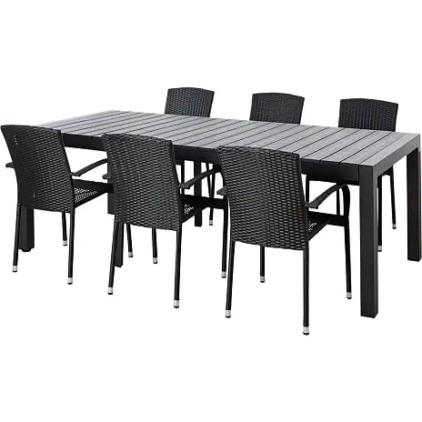 Andre Mærker New Haven Havebord Med 6 York Stole - Sort