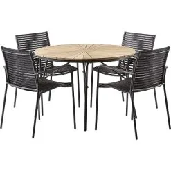 Andre Mærker Kerteminde Teak Bord Ø110cm, Antracit Stel Med 4 Mood Stole