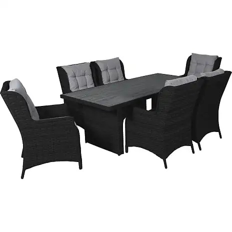 Vila Tjørn Havemøbelsæt Med 6 Høje Stole - Sort - Billede 2