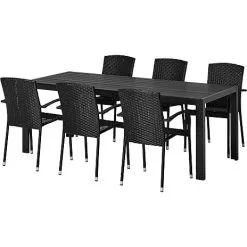 Andre Mærker Carlton Havesæt 90x205 Cm Med 6 York Stole - Sort