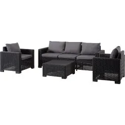 Keter California Loungesæt, 3 Pers. Sofa - Mørkegrå