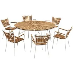 Andre Mærker Kerteminde Ø130 Havemøbelsæt Med 6 Stole - Teak/hvid