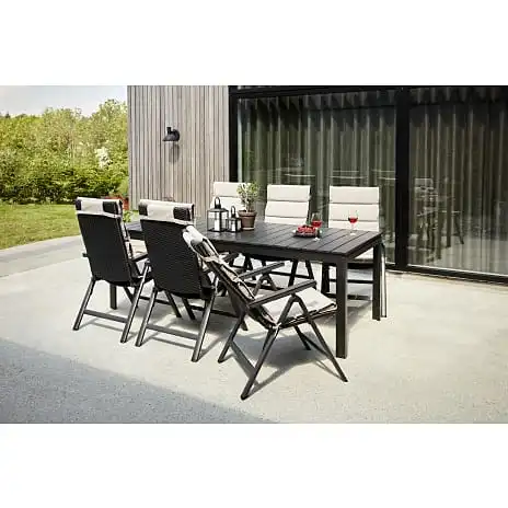 Andre Mærker Lakewood Havemøbelsæt Med 6 Santorini Stole - Sort - Billede 6