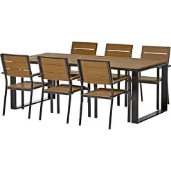 Andre Mærker Melville Havesæt 210x100 Cm Med 6 Carlton Stole - Teak Look