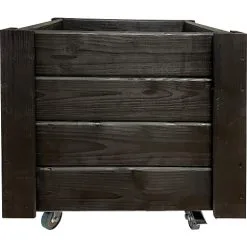 Land Blomsterkasse Sortbejdset Med Hjul