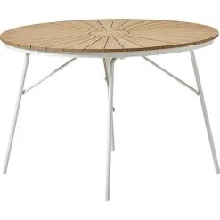 Kerteminde Teak - Nonwood Havebord Ø110 Cm, Hvidt Stel
