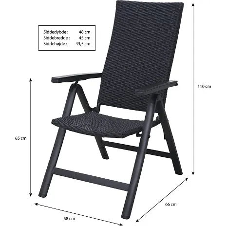Andre Mærker Santorini 5-positions Havestol - Sort - Billede 2