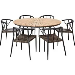 Andre Mærker Kerteminde Teak Bord Ø150, Antracit Stel Med 6 Capri Stole