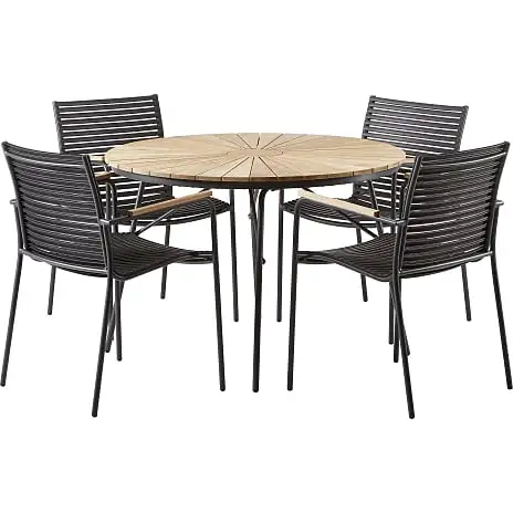 Andre Mærker Kerteminde Teak Bord Ø110cm, Antracit Stel Med 4 Mood Stole