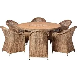 Andre Mærker Serena Bord Ø150 Med 6 Albany Stole - Naturfarve