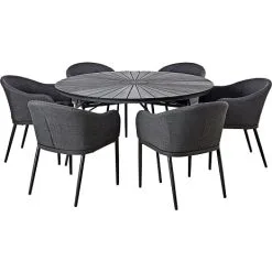 Andre Mærker Kerteminde Nonwood Bord Ø150, Antracit Stel Med 6 Carlow Stole