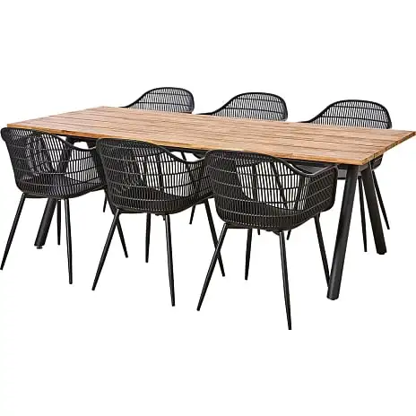 Andre Mærker Yuma Havemøbelsæt Med 6 Dawson Havestole - Sorte