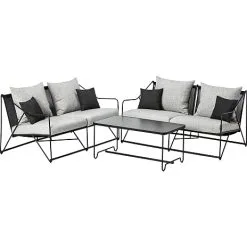 Avola Loungesæt Med 3 Dele - Sort Stål