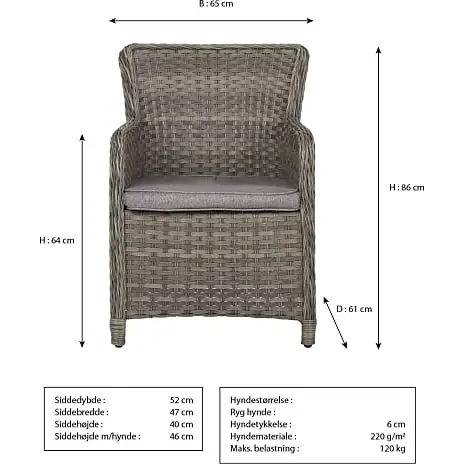 Vila Orust Havestol Med Lav Ryg - Grå - Billede 2