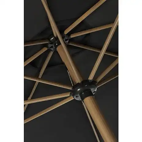 Andre Mærker Termoli Parasol Ø:300 Cm Med Krank - Sort/teak - Billede 2
