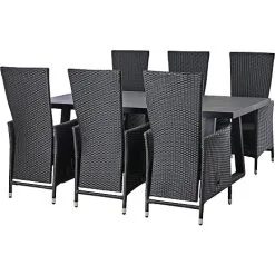 Andre Mærker Herning Bord Med 6 Wells Stole - Grå/sort