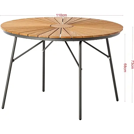 Kerteminde Teak - Nonwood Havebord Ø110 Cm, Antracit Stel - Billede 3