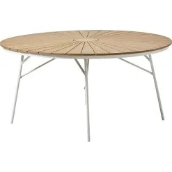 Kerteminde Teak - Nonwood Ø150 Cm Havebord, Hvidt Stel