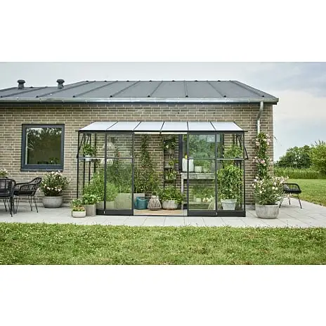 Halls Qube Lean-to 612 Vægdrivhus - Sort