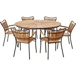 Kerteminde Ø150 Havemøbelsæt Med 6 Stole - Teak/mocca - Limited Edition