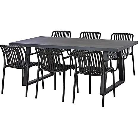 Andre Mærker Herning Havebord Med 6 Messina Stole - Sort/grå