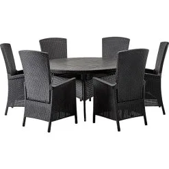 Andre Mærker Serena Havemøbelsæt Med 6 Vermont Stole - Sort