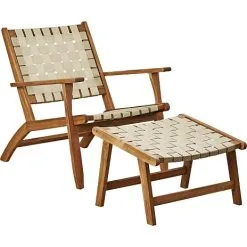 Siena Akacie Loungestol Inkl. Fodskammel - Naturfarvet