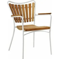 Kerteminde Teak Havestol, Hvidt Stel