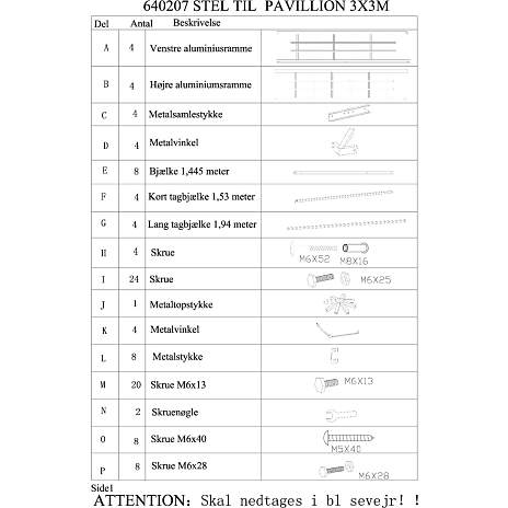 Andre Mærker Koby Pavillon Stel - Billede 3