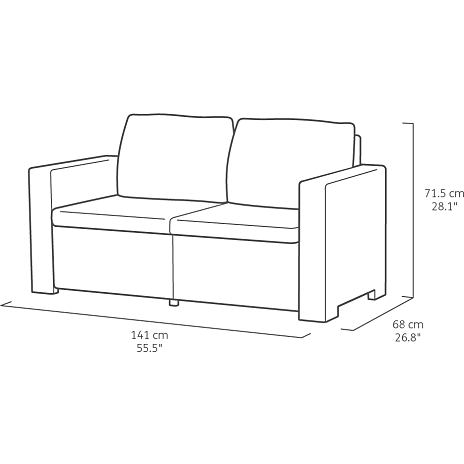 Keter California Loungesofa 2-pers. - Mørkegrå - Billede 3