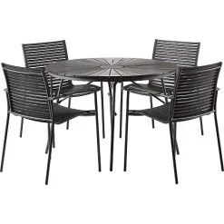 Kerteminde Nonwood Sort Ø110 Cm, Antracit Stel Med 4 Mood Stole