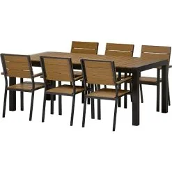 Andre Mærker Canberra Havemøbelsæt Med 6 Carlton Stole - Teak Look