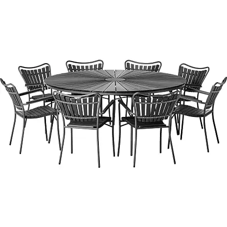 Kerteminde Ø170 Havemøbelsæt Med 8 Stole - Nonwood/Antracit